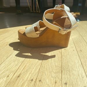 Steve Madden White Wooden Wedges